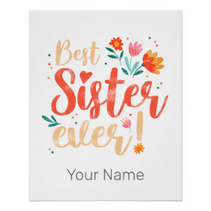 Beste zuster ooit Floral  Meisjes Retro Design Perfect Poster