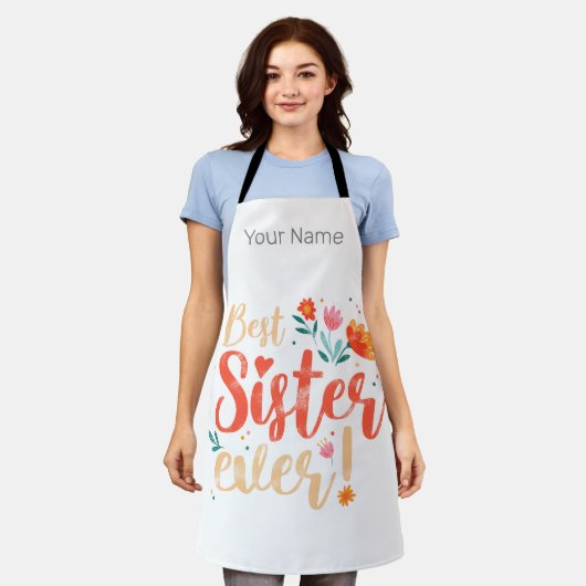 Beste zuster ooit Floral Meisjes Retro Design Schort (Gedragen)
