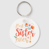 Beste zuster ooit Floral Meisjes Retro Design Sleutelhanger (Voorkant)