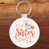Beste zuster ooit Floral Meisjes Retro Design Sleutelhanger (Voorkant)