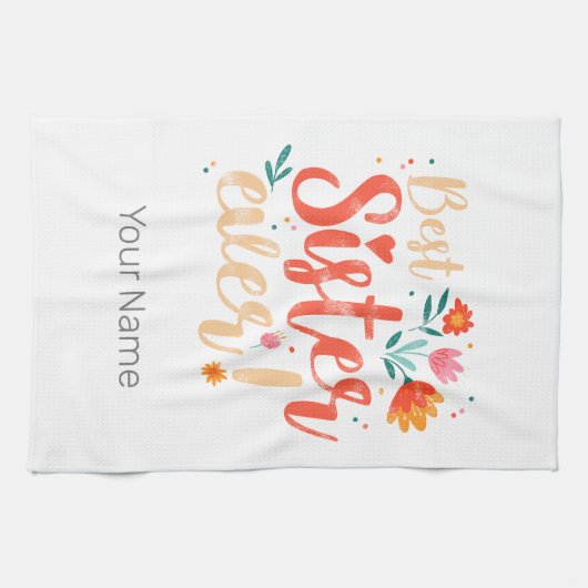 Beste zuster ooit Floral  Meisjes Retro Design Theedoek (Horizontaal)