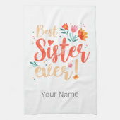 Beste zuster ooit Floral  Meisjes Retro Design Theedoek (Verticaal)