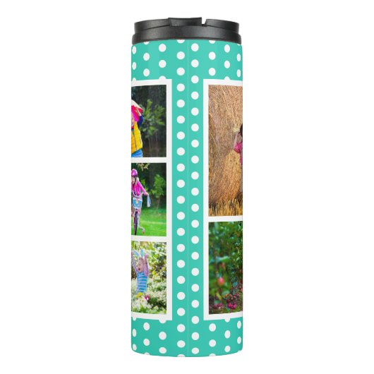 Beste zuster ooit fotocollage turquoise en wit thermosbeker (Achterkant)