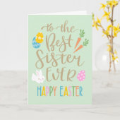 Beste zuster ooit gelukkig Pasen typografie Kaart (Gele Bloem)
