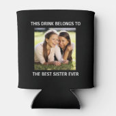 Beste zuster ooit gepersonaliseerde foto zwart blikjeskoeler (Achterkant)