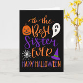 Beste zuster ooit Halloween in Sinaasappel en Paar Kaart (Gele Bloem)