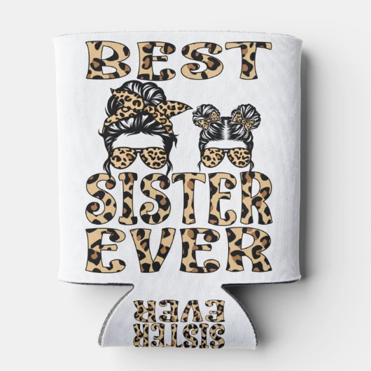 Beste zuster ooit-leopard-Moederdag Blikjeskoeler (Achterkant)