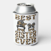 Beste zuster ooit-leopard-Moederdag Blikjeskoeler (Blikje Achterkant)