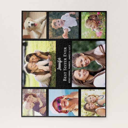 Beste zuster ooit persoonlijke fotocollage legpuzzel (Verticaal)