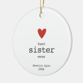 Beste zuster ooit persoonlijke sibling appreciatie keramisch ornament (Links)