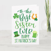 Beste zuster ooit St Patrick's Day Typografie Kaart (Voorkant)