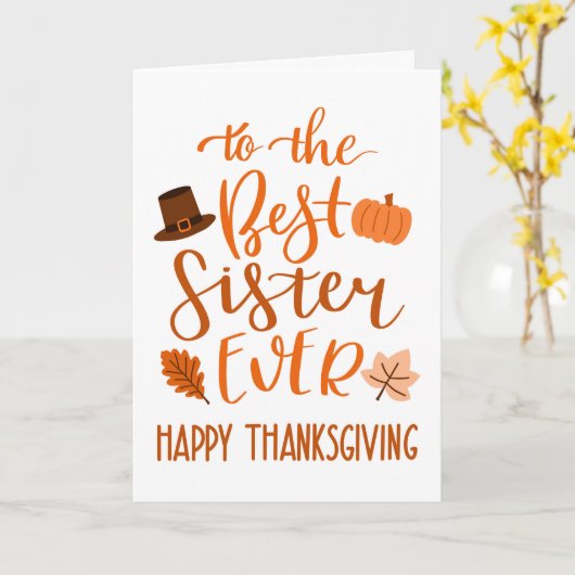 Beste zuster ooit Thanksgiving dag in Sinaasappel Kaart (Gele Bloem)