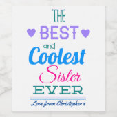 Beste zuster ooit wijn etiket (Enkel label)