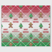 Beste zusterkerstpatroon cadeaupapier (Vlak)