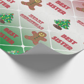 Beste zusterkerstpatroon cadeaupapier (Hoek)