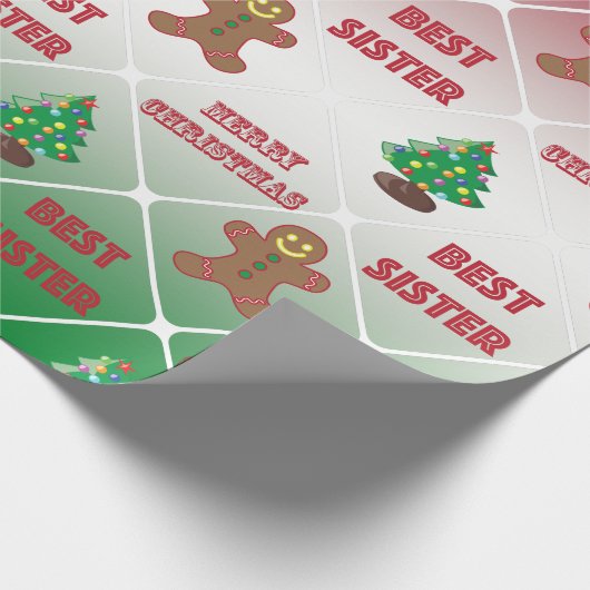 Beste zusterkerstpatroon cadeaupapier (Hoek)