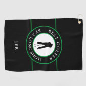 Beste zwarte Golfer van een lang Mannen sportgroen Golfhanddoek (Horizontaal)