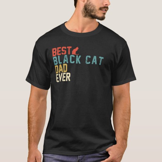 Beste zwarte kat vader ooit retro  t-shirt (Voorkant)