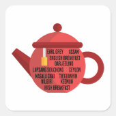 Beste zwarte thee theepot vierkante sticker (Voorkant)