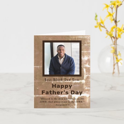 Beste zwarte vader ooit Vaderdag-fotokaart Kaart (Gele Bloem)