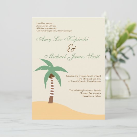 BESTEDINGSWEDING VAN GROENE PALMTREE CARIBBEAN KAART (Staand voorkant)