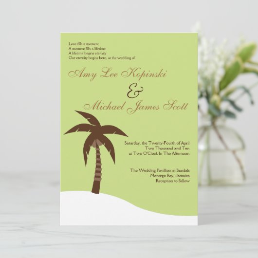 BESTEDINGSWEDING VAN GROENE PALMTREE CARIBBEAN KAART (Staand voorkant)