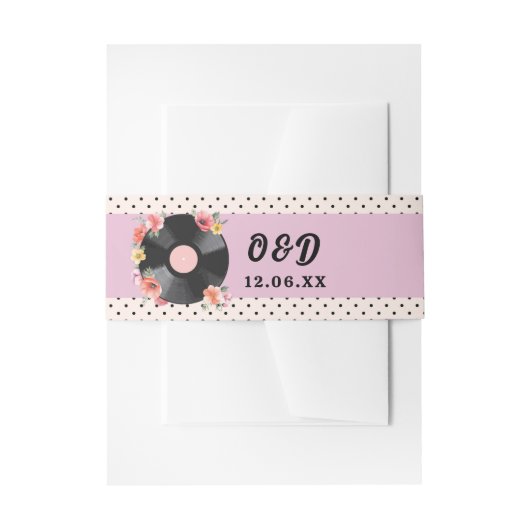 Bestek Band Muziek Record Bruiloft Bloemen jaren 1 Uitnodigingen Wikkel (Voorkant Voorbeeld)