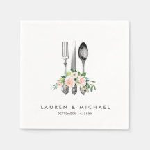 Bestek Bloemen Blauw Groen bruiloft servetten