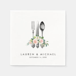 Bestek Bloemen Blauw Groen bruiloft servetten