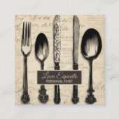 Bestek Catering Restaurant Cateraar Persoonlijke C Vierkante Visitekaartje (Voorkant)