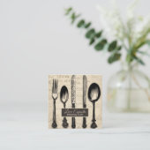 Bestek Catering Restaurant Cateraar Persoonlijke C Vierkante Visitekaartje (Staand voorkant)