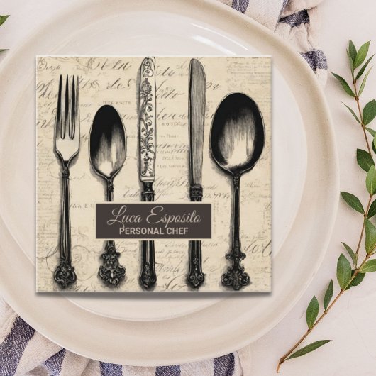 Bestek Catering Restaurant Cateraar Persoonlijke C Vierkante Visitekaartje