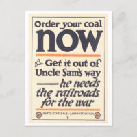 "Bestel nu uw steenkool" WWI Wartime Poster