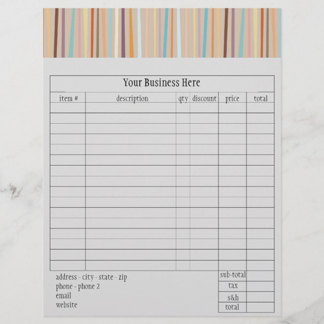 Bestelformulier Retro Stripes (Voorkant)