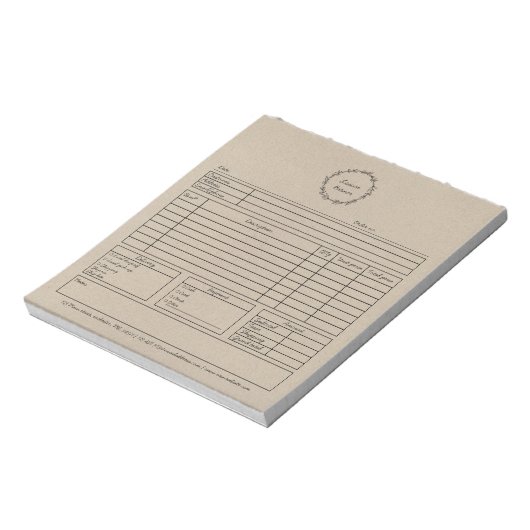 Bestelformulier rustiek notitieblok (Linkerzijde)