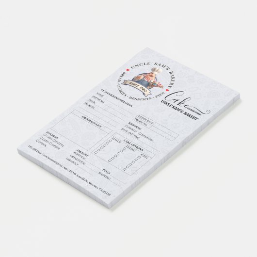 Bestelformulier voor banketbakkerij winkel cake ba post-it® notes (Schuin)