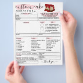 Bestelformulier voor kaas cake van de bakkerij flyer (Hand)