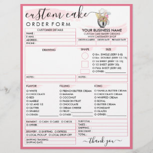 Bestelformulier voor lekkere cake van Pink Frame B Flyer