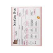 Bestelformulier voor waterverf cakes bakkerij notitieblok (Linkerzijde)