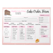 Bestelformulier voor waterverf cakes bakkerij notitieblok (Voorkant)