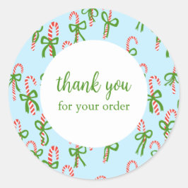 Bestellen BEDANKT Aangepaste Candycanes Xmas Vakan Ronde Sticker