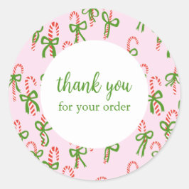 Bestellen BEDANKT Aangepaste Candycanes Xmas Vakan Ronde Sticker