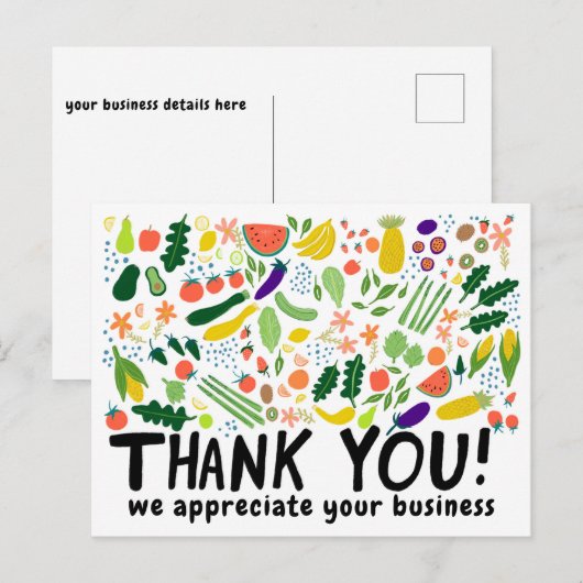 Bestellen BEDANKT Boodschappen Fruits Veggies CUST Briefkaart (Voorkant / Achterkant)