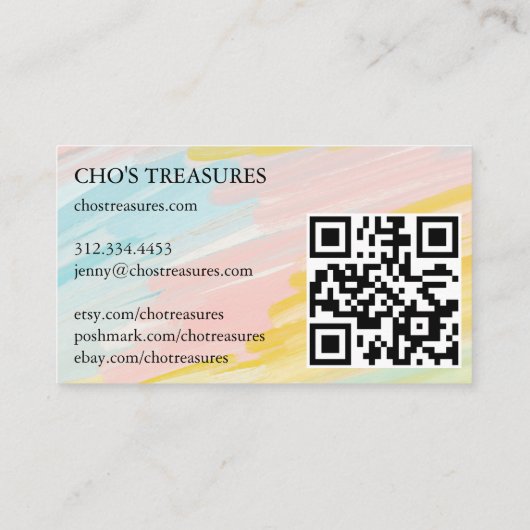 Bestellen BEDANKT  minimalistische pastelolieverf Visitekaartje (Achterkant)