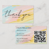 Bestellen BEDANKT  minimalistische pastelolieverf Visitekaartje (Voorkant / Achterkant)