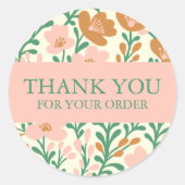 Bestellen BEDANKT Schattige Custom Pink Bloemen Ronde Sticker (Voorkant)