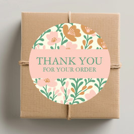 Bestellen BEDANKT Schattige Custom Pink Bloemen Ronde Sticker