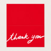 Bestellen Dank u Aangepast Script Rood Wit Gevouwe Visitekaartje (Buitenkant ongevouwen)