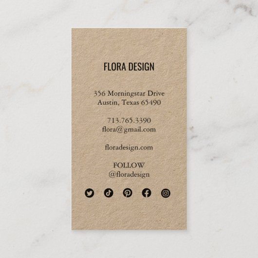 Bestellen Dank u Aangepast Script Social Icons KRA Visitekaartje (Achterkant)