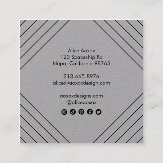 Bestellen Dank u minimalistische Abstracte Unique  Vierkante Visitekaartje (Achterkant)